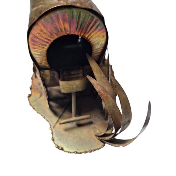 Mixed Metal Covered Wagon Copper Colored Art Decor Sculpture Tin Western Oregon - Picture 8 of 10